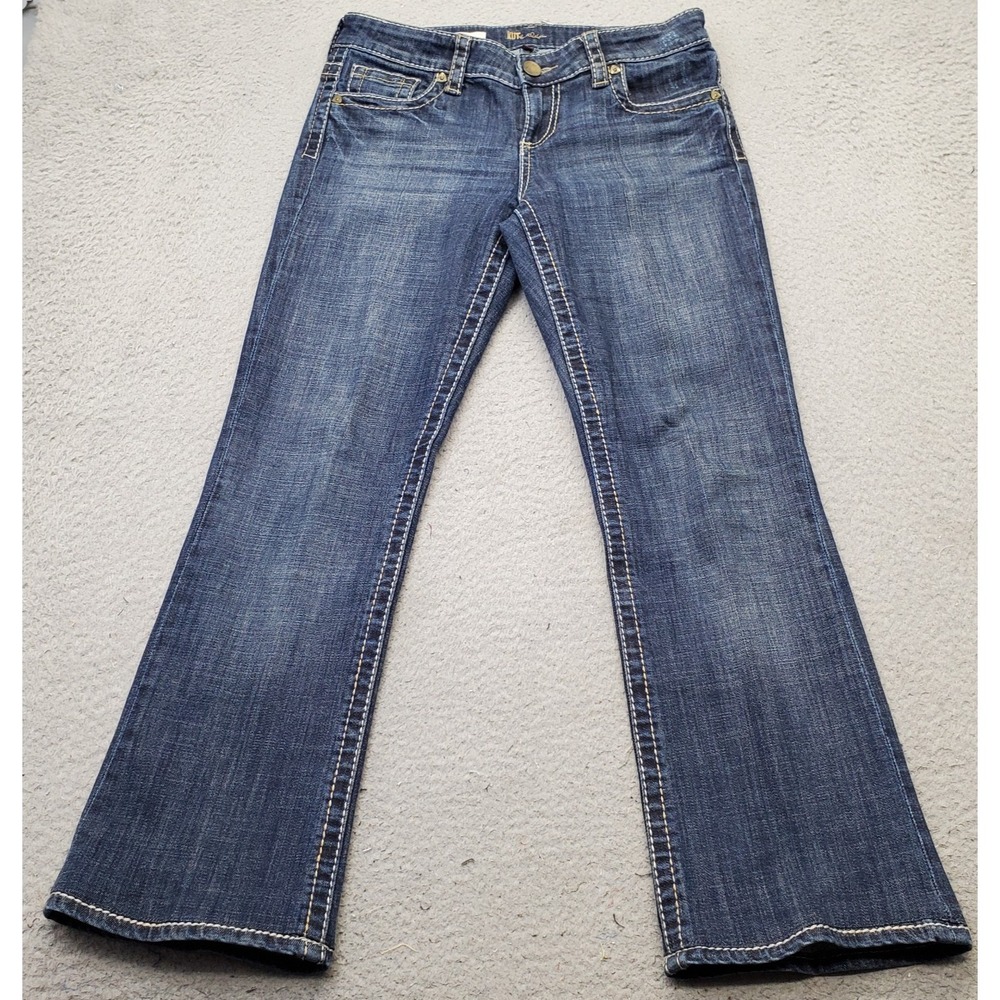 KUT from the Kloth Bootcut‎ Jeans Womens 4 Blue Denim High Rise Contrast Stitch